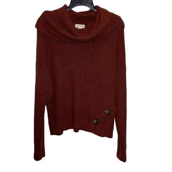 Cowl neck knit sweater Women’s size Medium rust brown long sleeve Fall warm - Picture 2 of 6